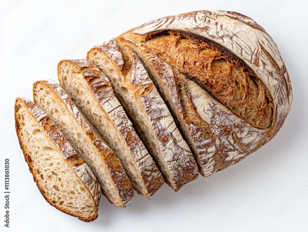 Aufkleber slice of bread with a few other slices of bread on top of it. the bread is toasted and has a crusty 