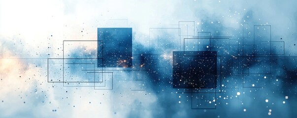 Fototapeta premium Abstract technology background with geometric shapes and blue tones