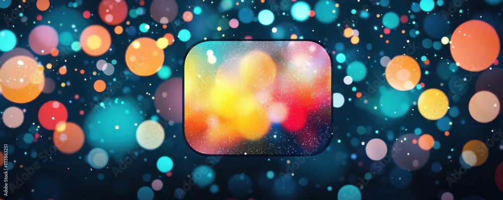 Poster colorful abstract app icon with rounded corners in vibrant bokeh design