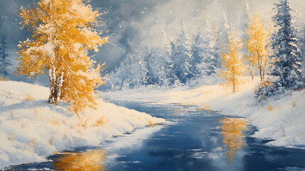 beautiful winter atmosphere professional advertising photography, Fantastic winter landscape with alpine lake and snow-capped mountains, snow scenes in winter hd photo wallpapers capture the beauty 
