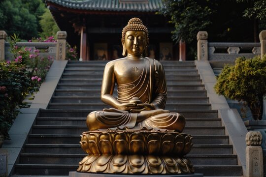 Buddha image at the end of the stairs