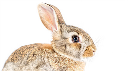 Fototapeta premium Portrait of a Rabbit: Close-up, isolated on a white background.