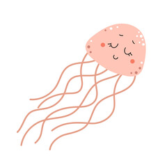 Fototapeta premium Cute jellyfish. Sea and ocean animal. Vector illustration isolated on white background