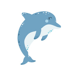 Obraz premium Cute dolphin. Sea and ocean animal. Vector illustration isolated on white background