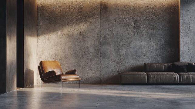 Modern Living Room Interior Design with Leather Seating