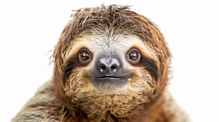 Fototapeta premium Portrait of a Sloth: Close-up, isolated on a white background.