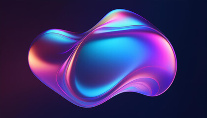 Abstract fluid holographic iridescent neon geometric shapes