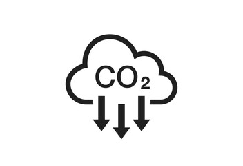 CO2 neutral logo banner icon isolated. Carbon neutrality - no air atmosphere pollution industrial production eco-friendly template. CO2 neutral green floral flat sticker, net zero carbon dioxyde 