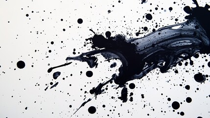 Black ink splatter on white background creating artistic texture