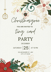 Fototapeta premium Green Simple Christmas Party Poster - 1 E-cards