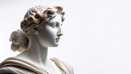 White marble head of woman.