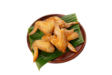 Chicken wings, grilled and cooked in a wooden tray Food 