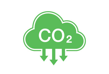 CO2 neutral logo banner icon isolated. Carbon neutrality - no air atmosphere pollution industrial production eco-friendly template. CO2 neutral green floral flat sticker, net zero carbon dioxyde 