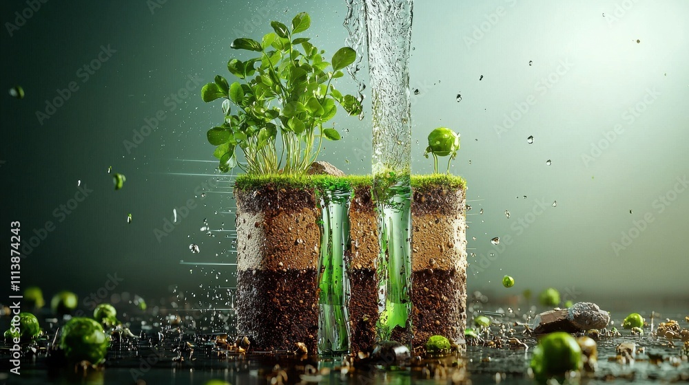 Poster observing water movement in plants a cross-sectional view of aquatic dynamics in soil environment fo