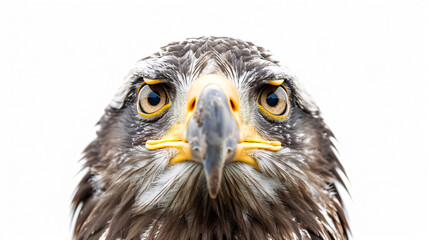 Obraz premium Portrait of a Surprised Eagle: Close-up, isolated on a white background.