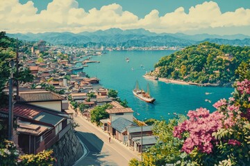 Naklejka premium A breathtaking award-winning rendering that harmoniously blends stunning architectural design with the enchanting beauty of a fantasy-inspired nature environment, creating a visionary masterpiece that