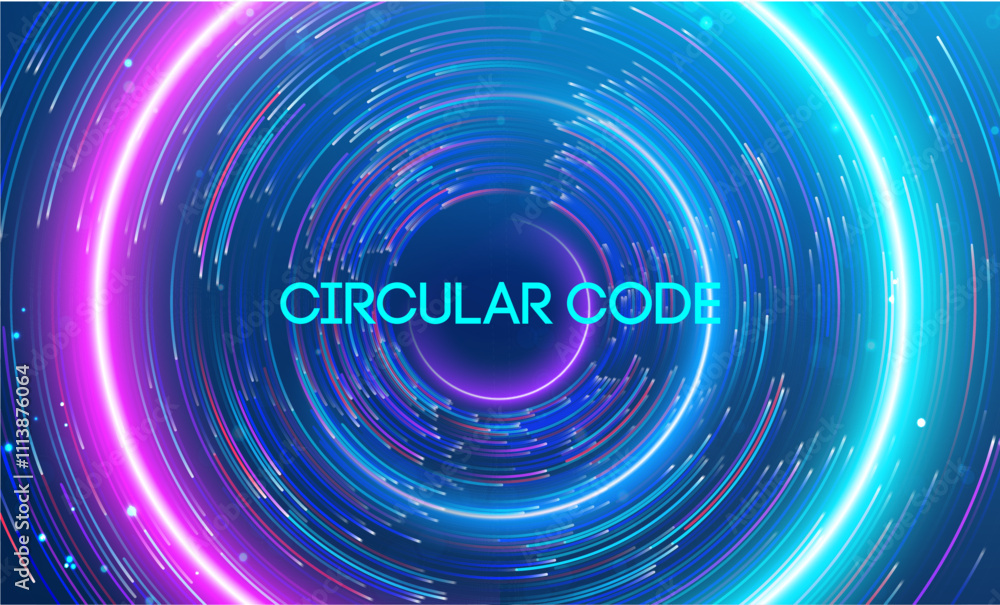 Fototapete circular code vibrant swirling neon lines and futuristic digital energy. big data and data science i