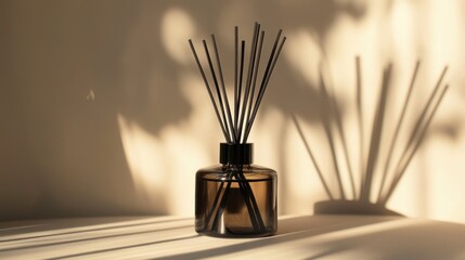 Fototapeta premium Reed Diffuser in Sunlight: A Minimalist Home Fragrance