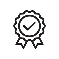 Certified and Approved Medal Icon - Flat and Line Style Winning Award, Verified Badge, Quality Symbol