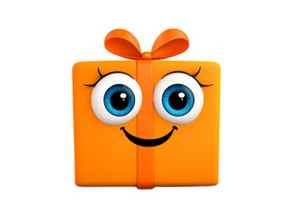 Charming Animated Gift Box with Expressive Eyes and Smile