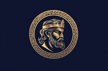 Profile of a king with a crown, in a gold circular frame.