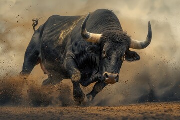 Obraz premium bull Fighting bull picture from Spain. Black bull