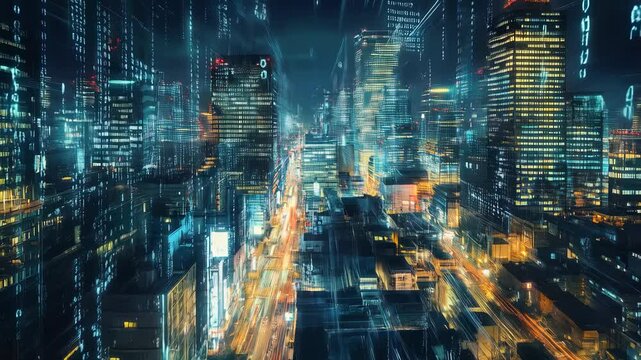 Lightscape, digital building, future street modern futuristic night city 