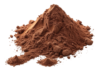 Picture of Pile cocoa powder isolated on white and transparent background