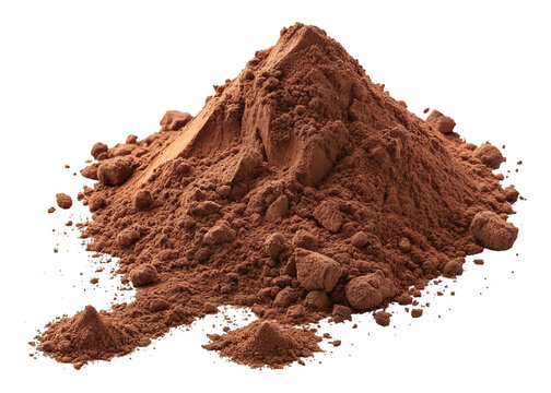 Picture of Pile cocoa powder isolated on white and transparent background
