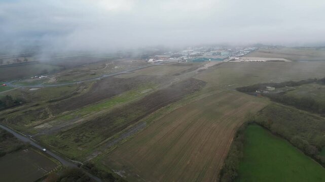 4k drone footage of RAF Ashbourne, the former air force station and now operates as an industrial estate in Ashbourne, Derbyshire, UK