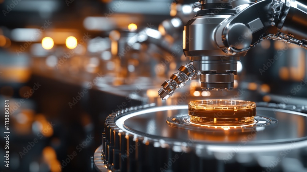 Poster robotic arm precisely manipulating sample in laboratory