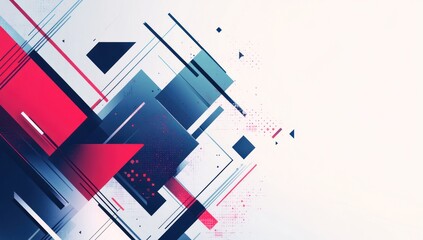 Obraz premium Abstract Geometric Composition with Red and Blue