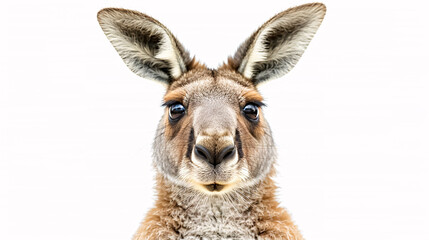 Obraz premium Portrait of a Surprised Kangaroo: Close-up, isolated on a white background.