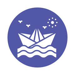 Paper Boat  Vector Glyph Cricle Icon.Eps file 10