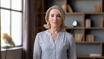 Confident Businesswoman in Modern Home Office Setting