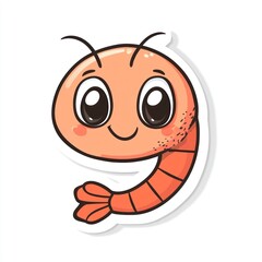 Fototapeta premium Cute cartoon shrimp sticker illustration.