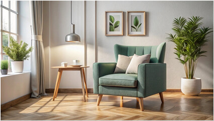 Armchair in the living room for mockup background