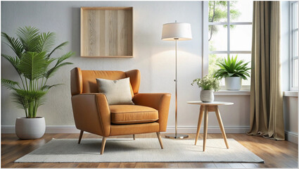 Armchair in the living room for mockup background