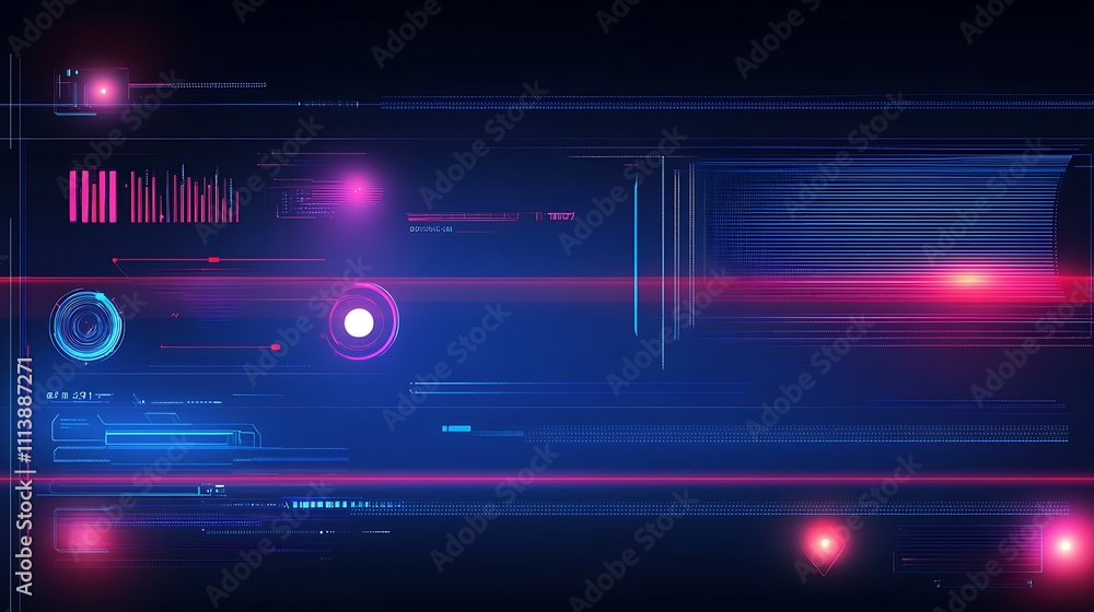 Poster abstract digital background with colorful futuristic lines and geometric shapes for technology theme