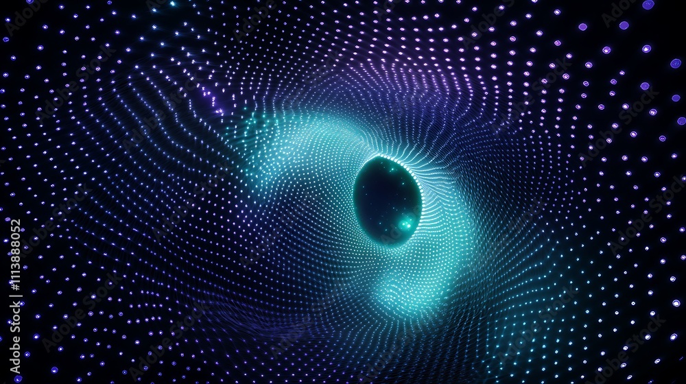 Aufkleber abstract digital background with glowing particles and waves in vibrant colors creating a mesmerizin