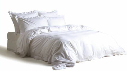 White bed linens with white background.