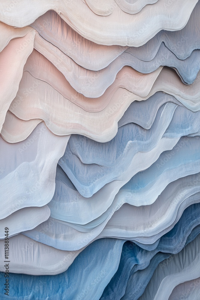 Poster abstract layered waves in soft pastel colors - elegant textured background for creative projects and