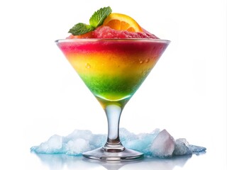 Refreshing Frozen Daiquiri Isolated on White Background for Urban Exploration Photography, Perfect for Summer, Parties, and Cocktail Enthusiasts, Highlighting Vibrant Colors and Textures