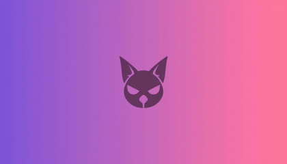 Fototapeta premium Mysterious feline emblem with a vibrant gradient backdrop showcasing creativity and intrigue in modern design