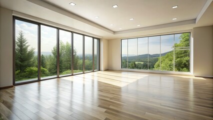 Serene Architectural Photography of an Empty Room with a Window, Showcasing Minimalist Design and Natural Light for Interior Spaces in Contemporary Homes