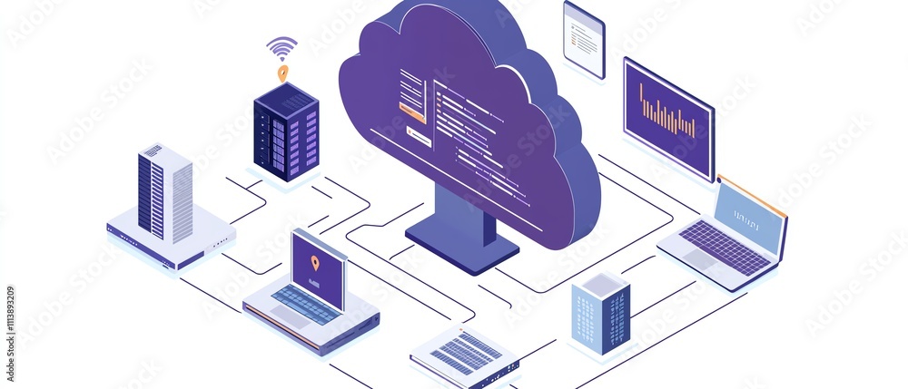 Poster Cloud computing and API management concept illustrated digitally