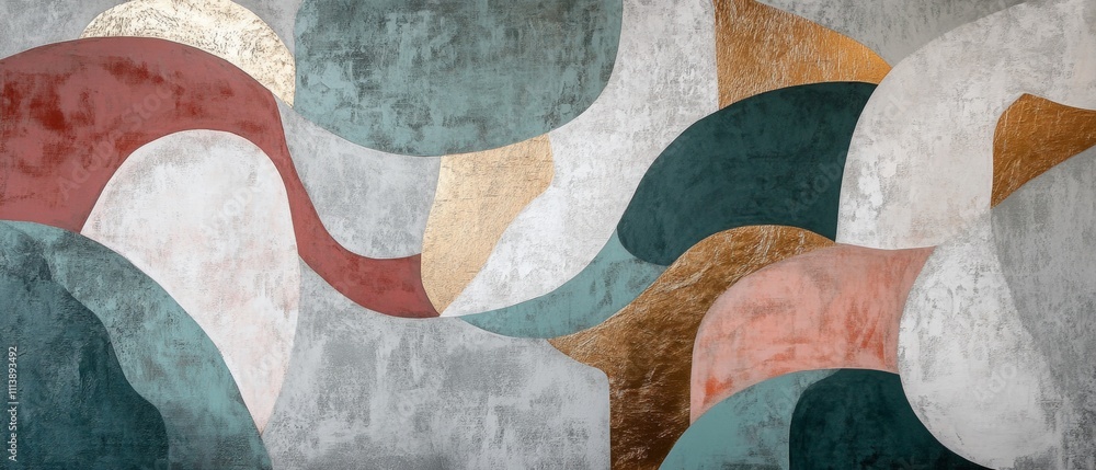 Poster abstract wave pattern wall art design with earthy tones and textured surface enhancing modern interi