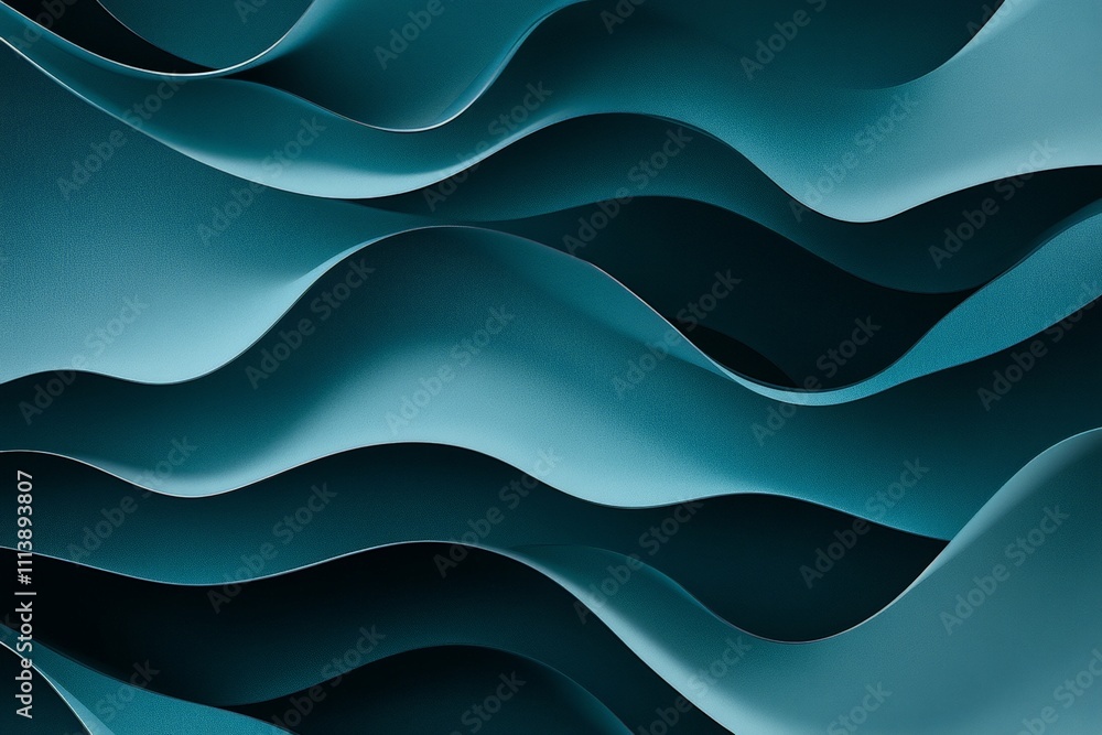 Aufkleber abstract waves of dark teal and aqua: flowing patterns in curved design for modern art and backgroun