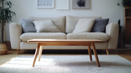 Wooden Coffee Table in Modern Living Room Setting