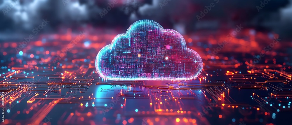 Poster Digital artwork of cloud computing and API management
